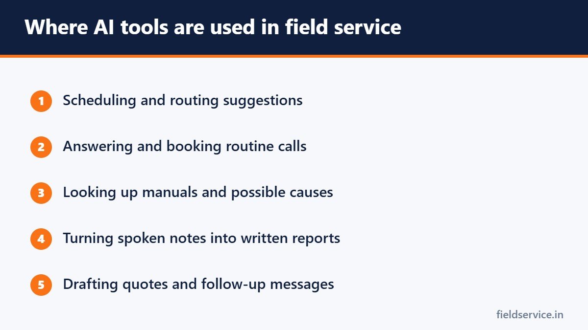 Where AI tools are used in field service