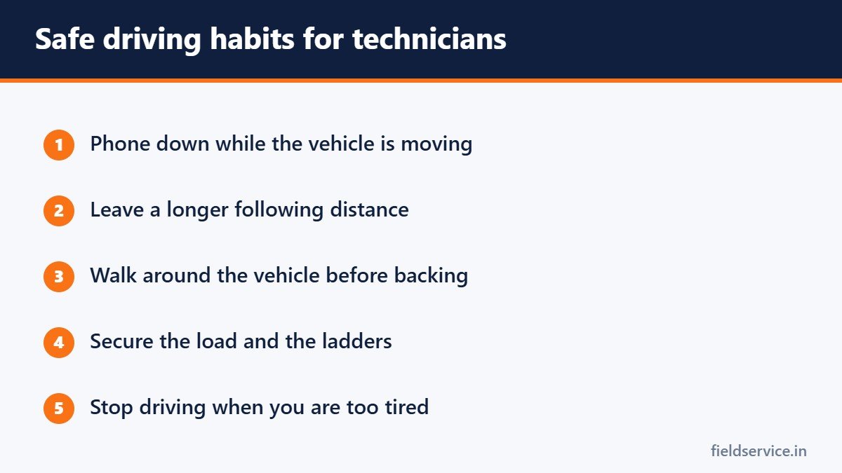 Safe driving habits for technicians