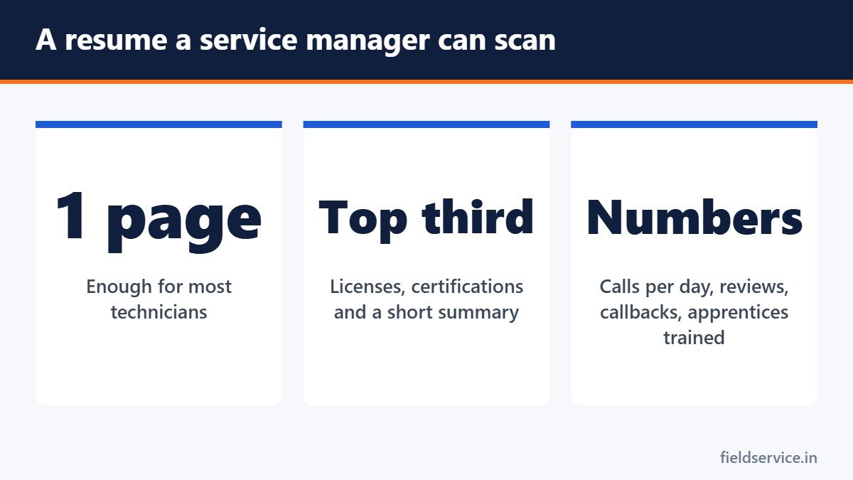 A resume a service manager can scan
