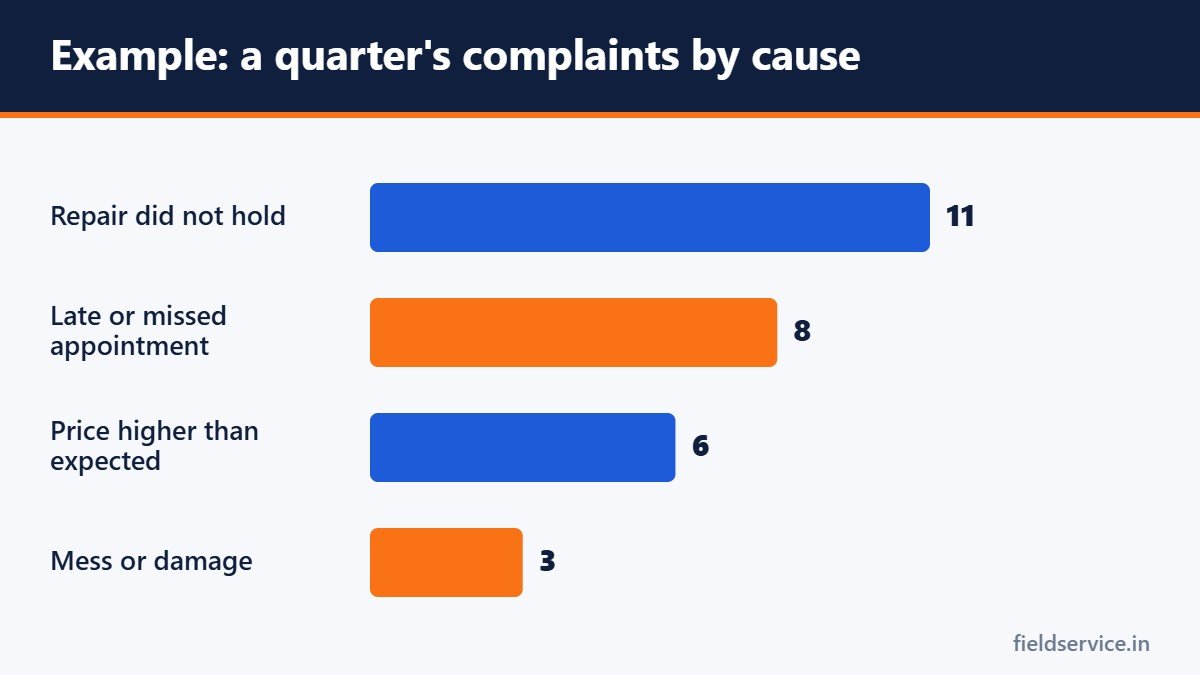 Example: a quarter's complaints by cause