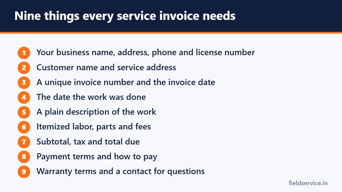 Nine things every service invoice needs