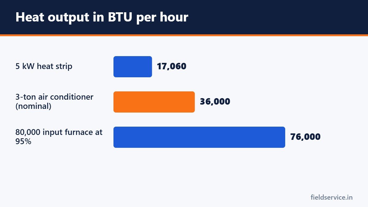 Heat output in BTU per hour