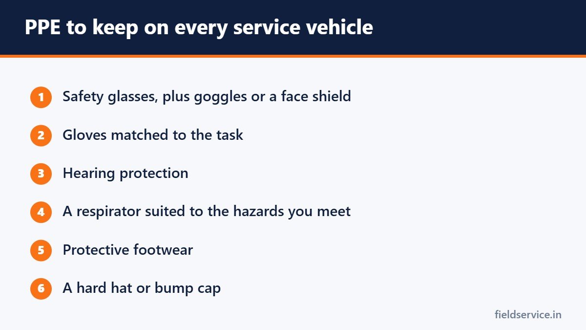 PPE to keep on every service vehicle