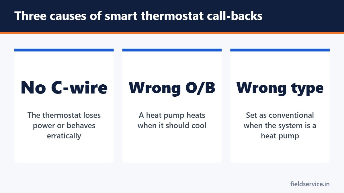 Three causes of smart thermostat call-backs