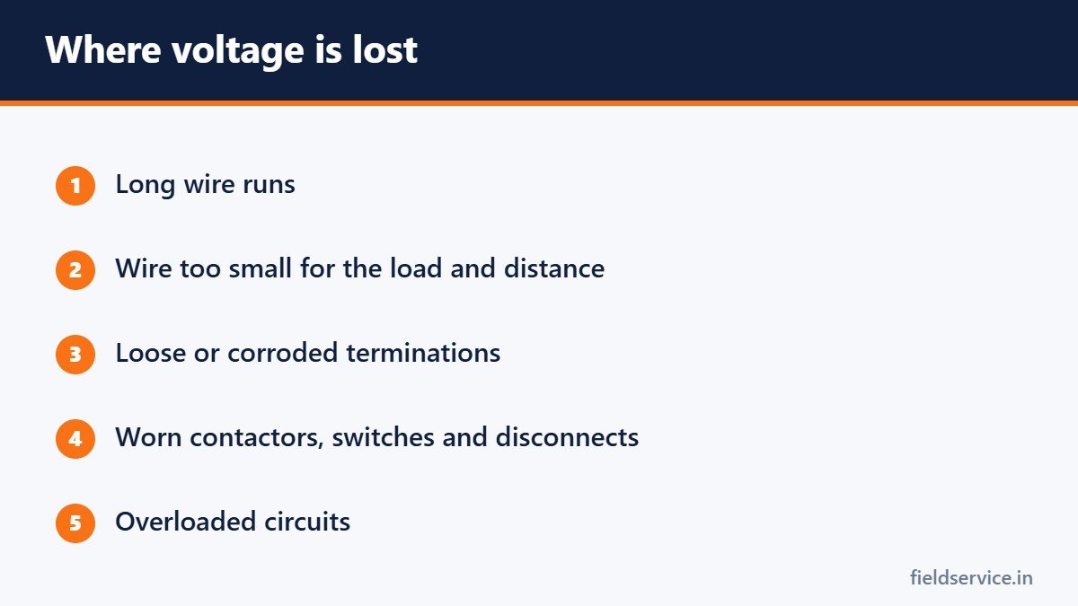 Where voltage is lost
