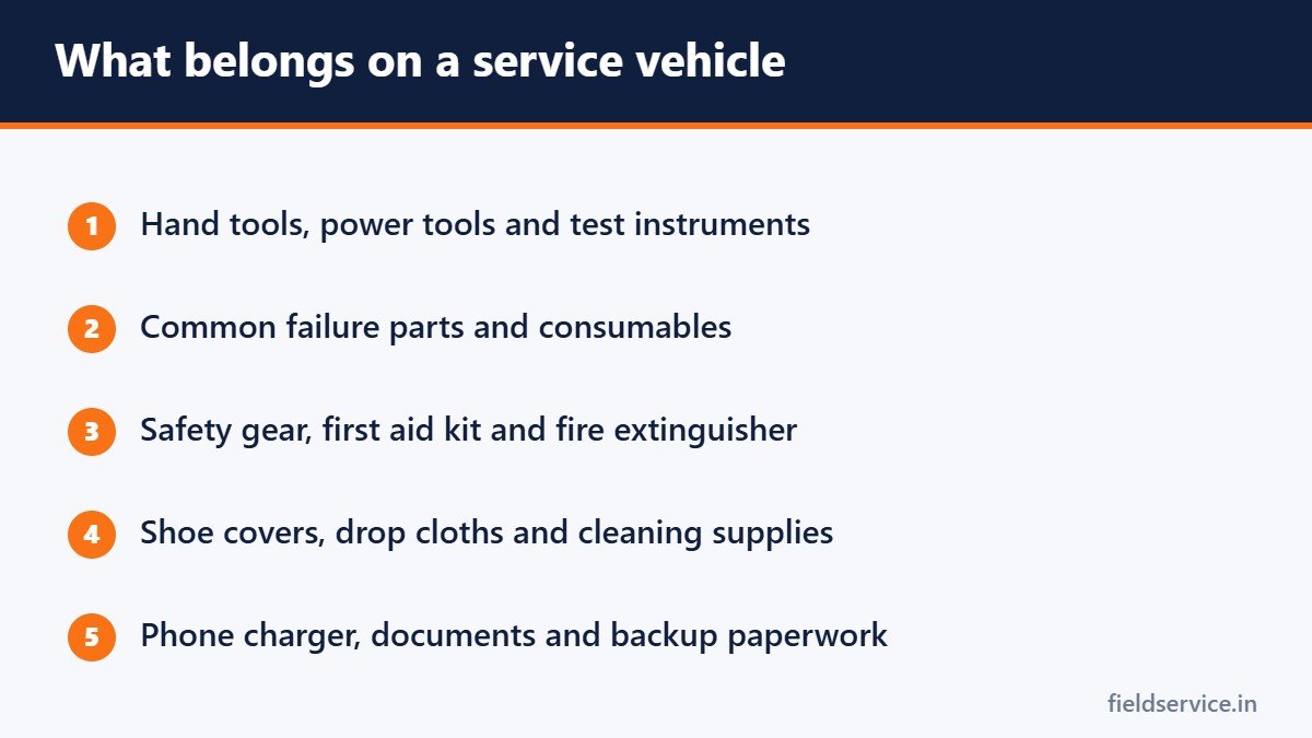 What belongs on a service vehicle